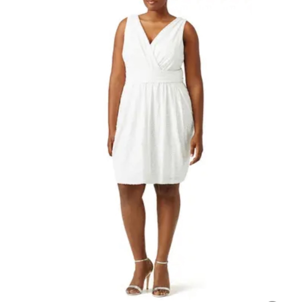 Badgley Mischka Fifth Avenue Showstopper Dress White Sequin Knee Length Size 18
